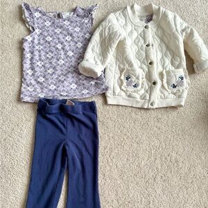 Max Studio Kids White Quilted Snap-Front Jacket with Matching pants & top